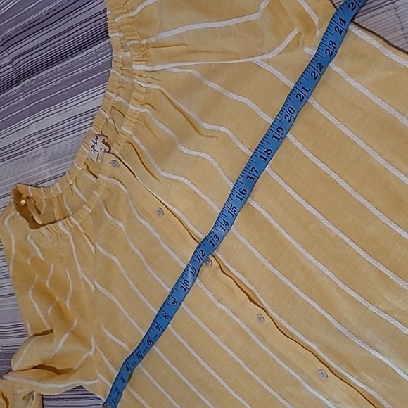 Style&Co Sunflower Yellow White Striped On Off Shoulder Button-up Blouse Top XL - Picture 9 of 11